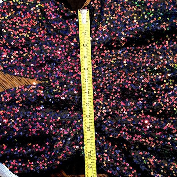 LUCY IN THE SKY Los Angeles Rainbow Black Sequin Mini Dress Sz Small - Picture 7 of 16